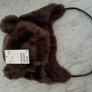 H&M toddler teddy bear fur hat cap NEW